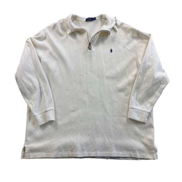 Polo Ralph Lauren Mens 3XB BIG Cream 1/4 Zip Long Sleeve Pullover Shirt - Picture 1 of 6